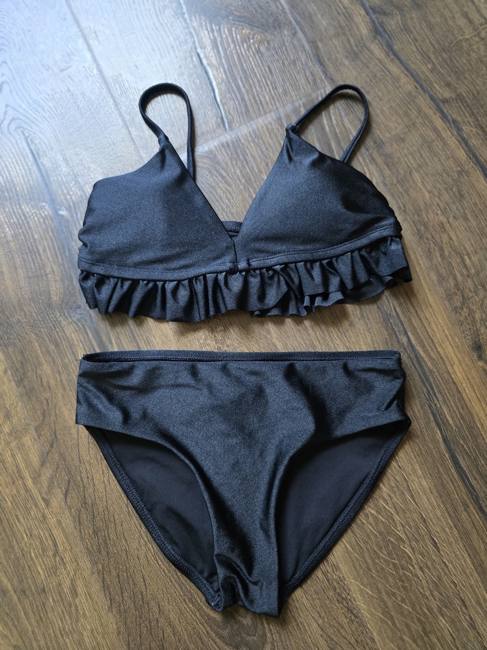 Chelsea & Violet Black Ruffle Bralette Bikini Set